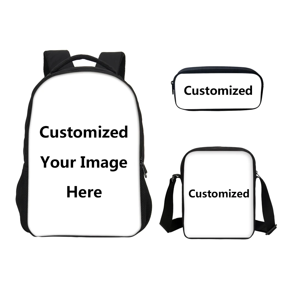 

VEEVANV Customized School Backpack 3D Printing Small Shoulder Bags Student Pen 3D Bags 3 Set Design For your Image