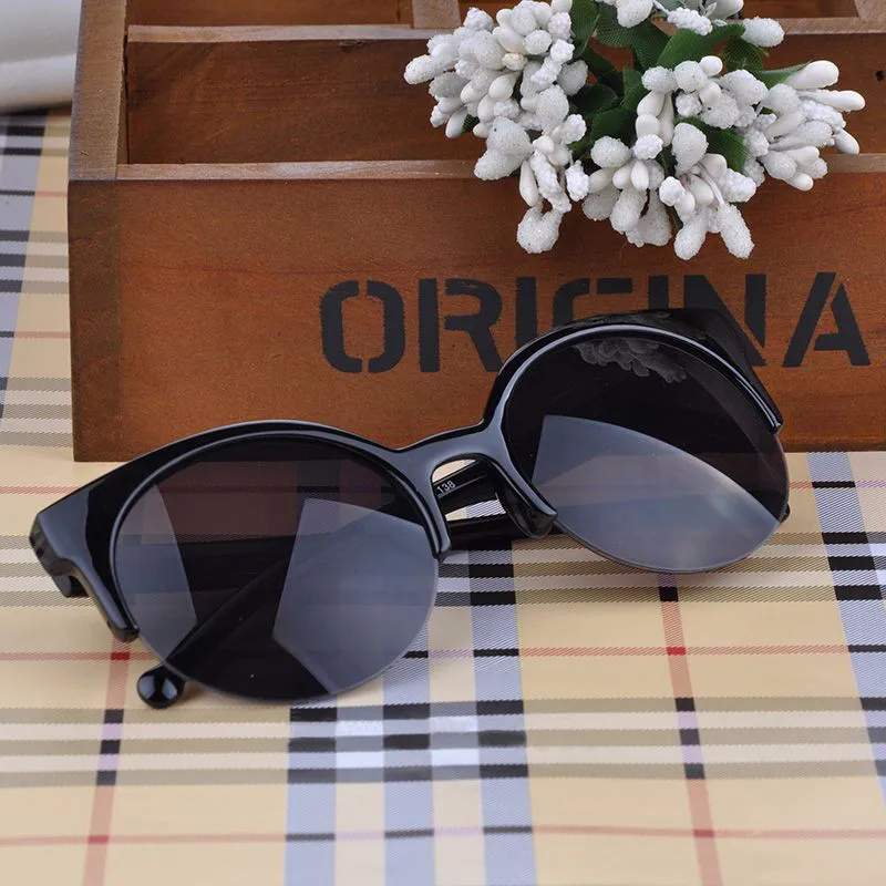 New Fashion Vintage Sunglasses Retro Cat Eye Semi-Rim Round Sunglasses for Men Women Sun Glasses Driver Goggles Accessories