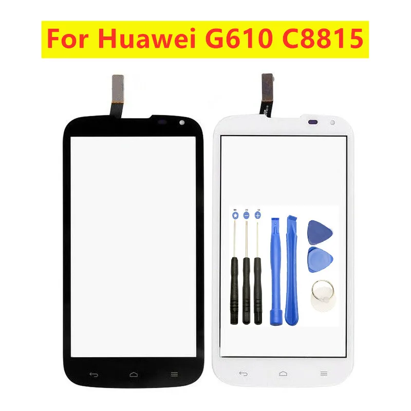 

1pc Touch Pane For Huawei G610 C8815 Touch Screen Digitizer Front Glass Sensor Lens Touchscreen Black White+Tools