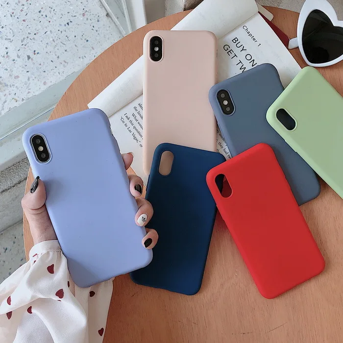 

Solid Color Retro Simple Korean Phone Case For iPhone X Xs XR Xsmax 7 7 Puls 6 6S 7 8 Puls Cases Candy Color Soft Silicone Cover