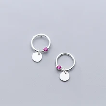 MloveAcc Лидер продаж 925 стерлингового серебра Круглый Круг и монета серьги гвоздики для женщин Мода девушка ювелирные изделия подарок