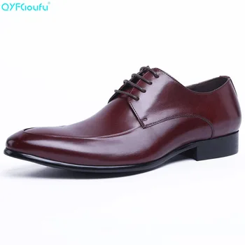 

QYFCIOUFU Brand Men Business Shoes Men British Dress Office Formal Shoes Men Pointed Toe Casual Fashion Genuine Leather Shoes