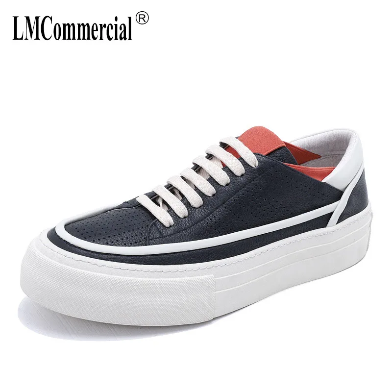 

white cowhide Genuine Leather autumn winter British retro casual shoes mens breathable sneaker fashion boots men Leisure shoes