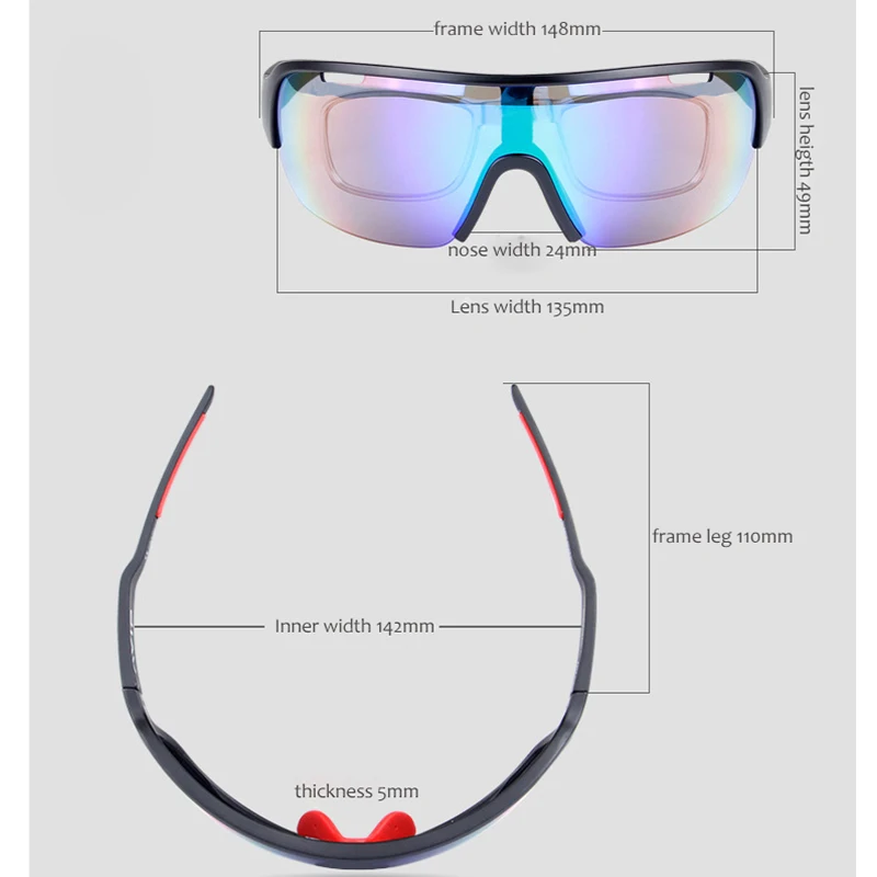 Поляризованные велосипедные солнцезащитные очки TR90 с 5 линзами, солнечные очки для шоссейного велоспорта, спортивные очки для верховой езды, велосипедные очки с оптической оправой черного цвета