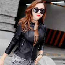 Г., весна-осень Женская мода Тонкий Кожаные куртки очень хорошее качество кожаная куртка Женские мотоциклетные черные Кожаные куртки