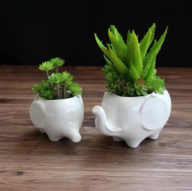 

Ceramic Plant Pot Elephant Shaped Decorative Flower Pot For Home Decor Home Ornaments Figurines & Miniatures