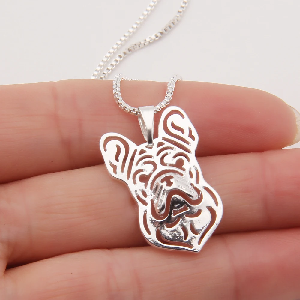 1pcs French Bulldog Necklace 3D Cut Out Puppy Dog Lover Pendant Memorial Necklaces &amp; Pendants