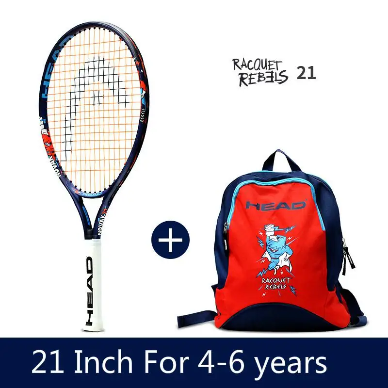 Новая Оригинальная головка детская Теннисная ракетка 21/23/25 дюймов детская легкая куртка Теннисная ракетка с теннисная сумка racchette Da для настольного тенниса - Цвет: 21 Inch