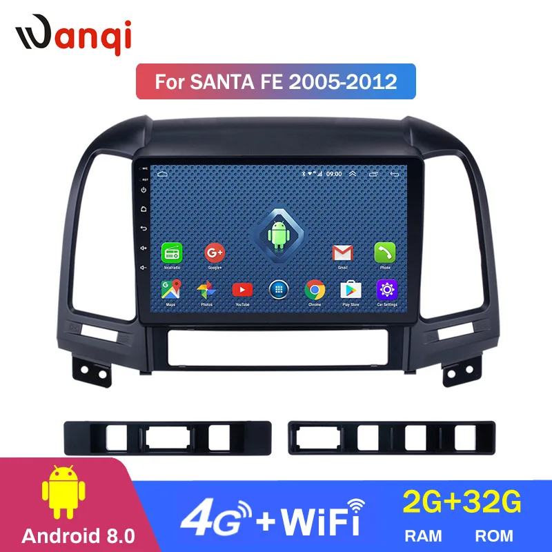 4G Lte All Netcom Android 8.0 9 inch Car Multimedia GPS Radio Stereo For Hyundai Santa Fe 2005-2012