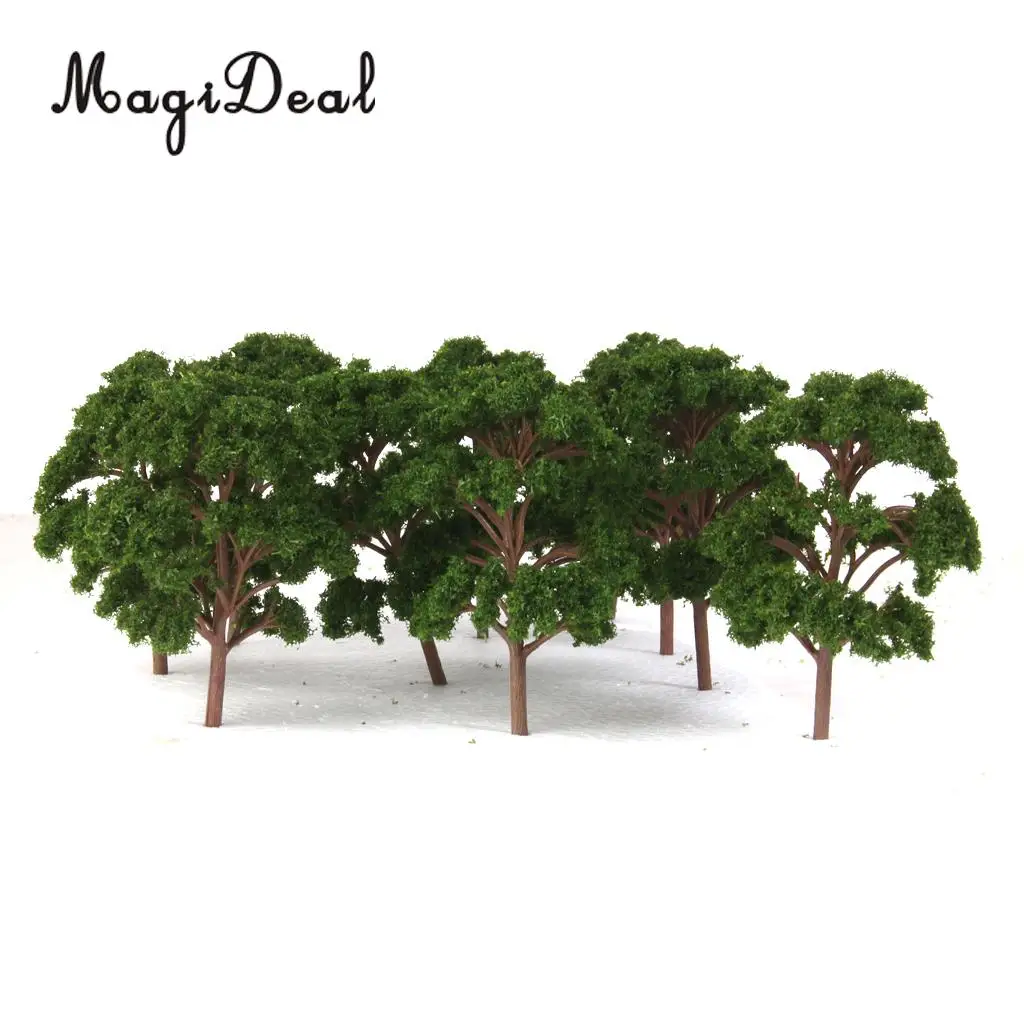 10Pcs/Pack 12cm Plastic Banyan Trees Model Train Scenery for Park Garden Forest Scene Scenery Children Toys Scale 1:75 Green