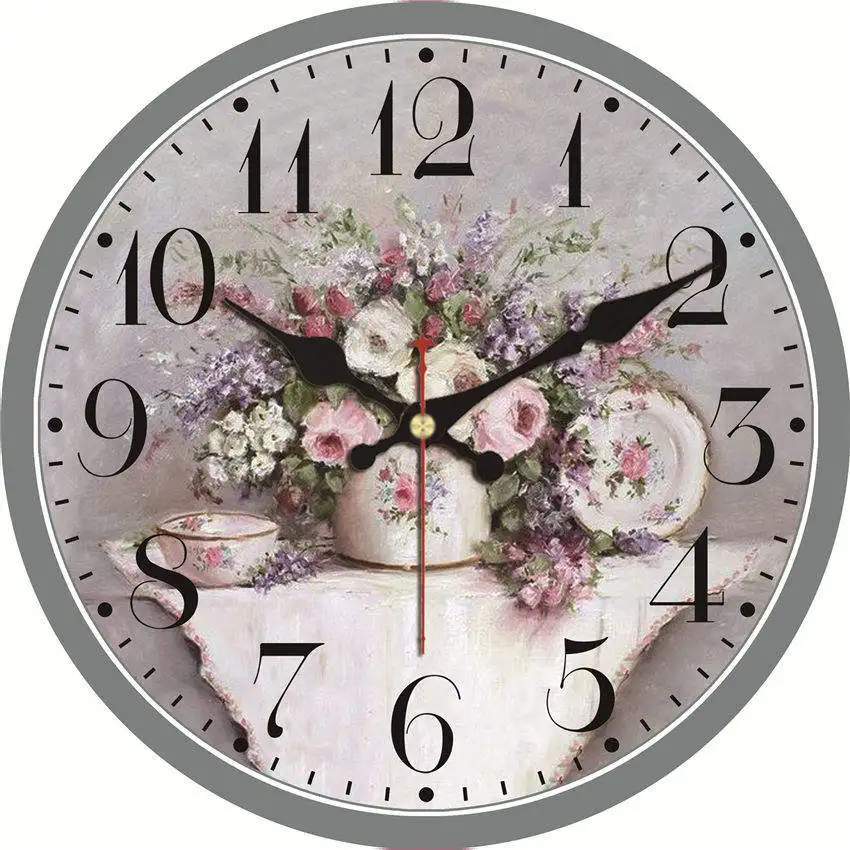 13 узоров винтажный цветочный дизайн часы бесшумные домашний декор для учебы кафе офиса коридора часы художественные настенные маленькие часы 6 дюймов(15 см - Цвет: Flower Clock