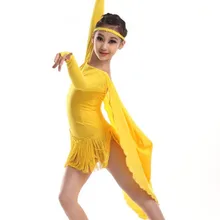 colorful cloak latin dance dress for girls children tassel tango/rumba/chacha dance competition costumes practice dress