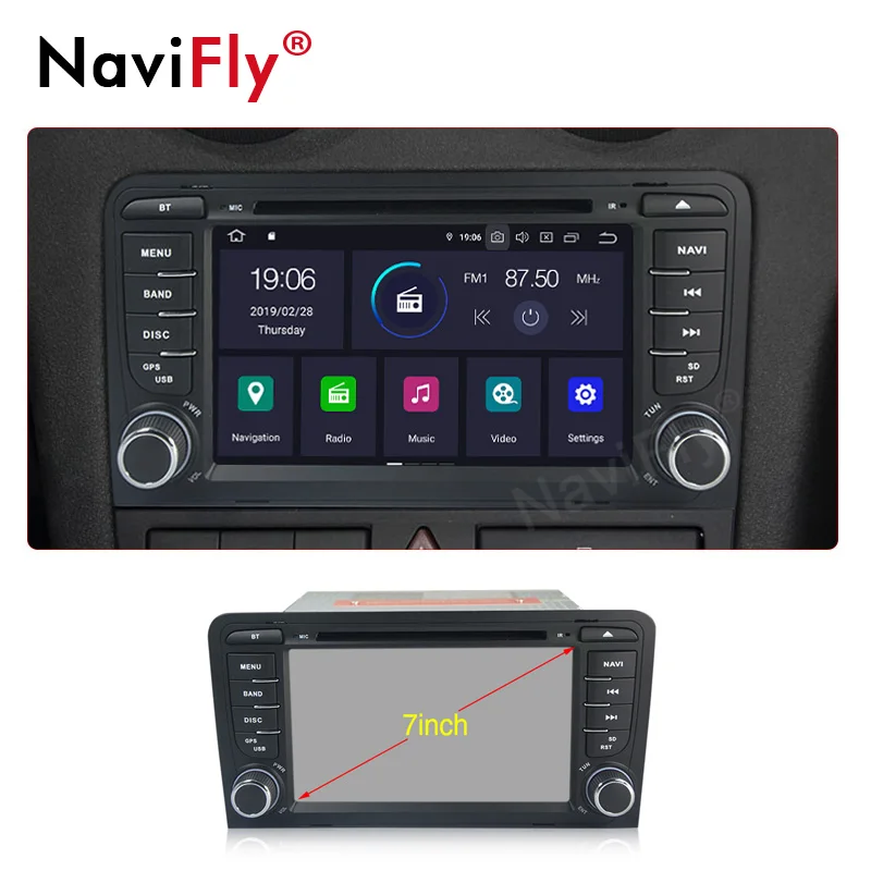 Excellent NaviFly IPS DSP Android9.0 CAR DVD GPS For Audi A3 8P 2003-2012 S3 2006-2012 RS3 Sportback 2011 multimedia player stereo radio 1