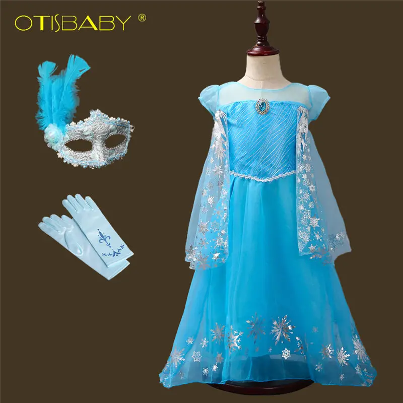Платье принцессы Снежной Королевы Эльзы детское светло-голубое платье снежинки вечерние платья для маленьких девочек детские маскарадные платья на Хэллоуин - Цвет: E