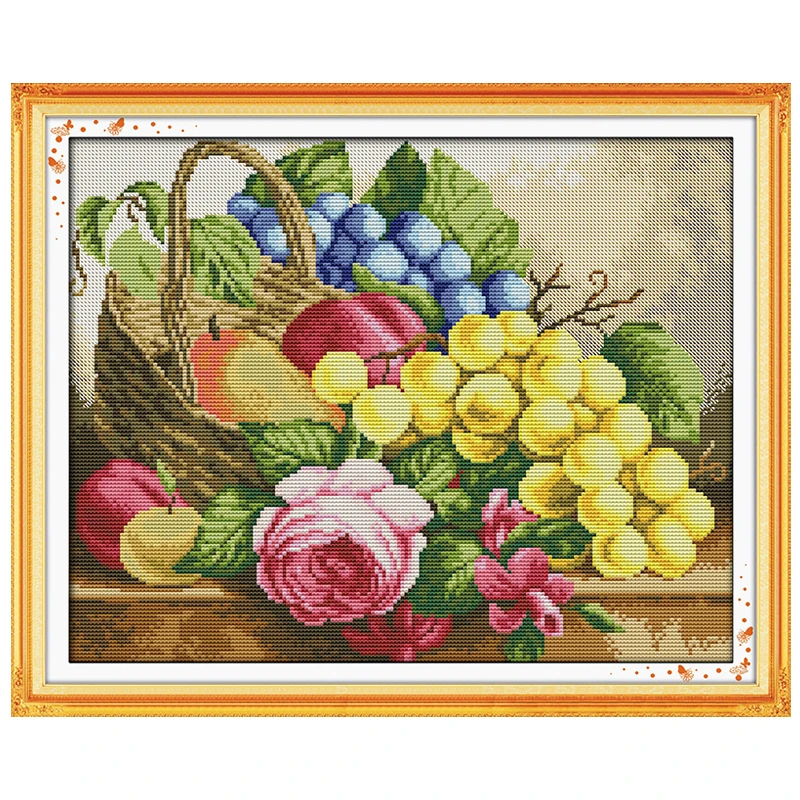 

Fruit Basket(4) Counted Cross Stitch 11CT 14CT Cross Stitch Sets Wholesale Chinese Cross-stitch Kits Embroidery Needlework