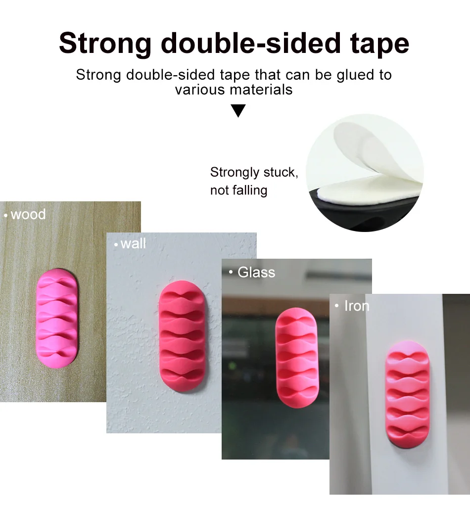 !ACCEZZ Cable Organizer Wire Winder Desktop Management Headphone Holder Mouse Cord Silicone Clips Charge Cable For iPhone Type C (7)