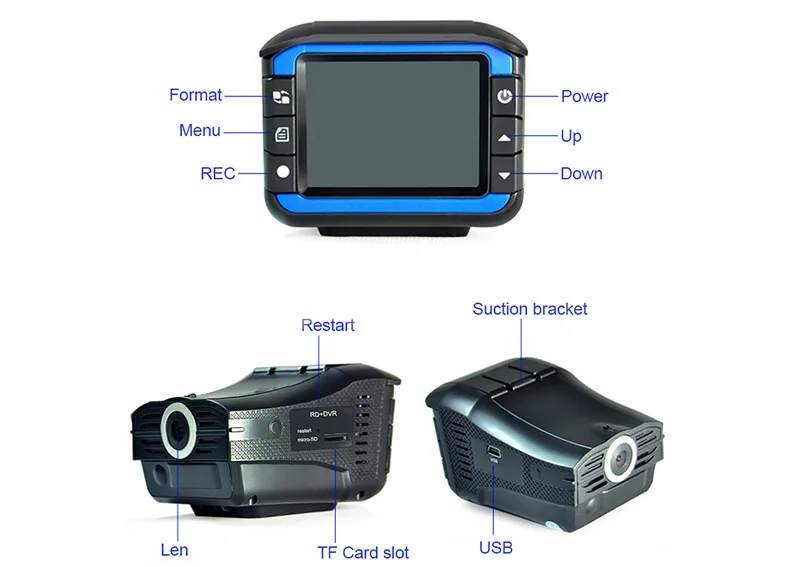  Car DVR Radar Detectors Cam Recorder Speed Detector Russian English 2 In 1 Camera Dash Cam Fixed /  - 33059694125