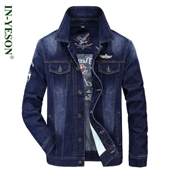 

IN-YESON brand denim jacket men 2017 Spring & Autumn casual slim fit mens jeans jacket outerwear jaqueta masculina 9755