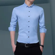 Горячая Распродажа Весенняя Мужская рубашка с длинными рукавами Тонкий бренд мужские рубашки дизайнерские высококачественные однотонные мужские рубашки подходят для деловых рубашек