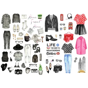 

1 PCS Fashion Woman Costume Match Korean Precut Decoration Stickers Desk Organizer School Supplies Office Accessories