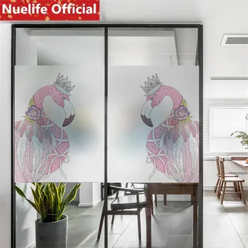 

50x200cm Cartoon Flamingo Pattern Glass Film Bathroom Kitchen kids Room Kindergarten Balcony Sliding Door Window Glass Film