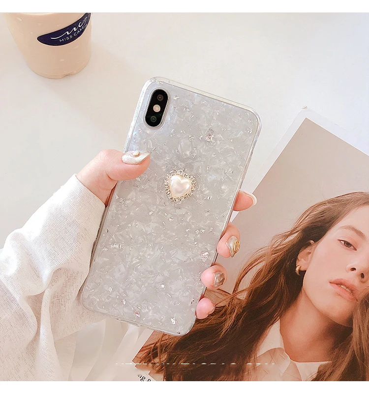 GlamPhoneCase Блеск Любовь, жемчужный чехол для iPhone X XS Max XR Мягкий силиконовый чехол для iPhone 7 8 6 6s Plus чехол