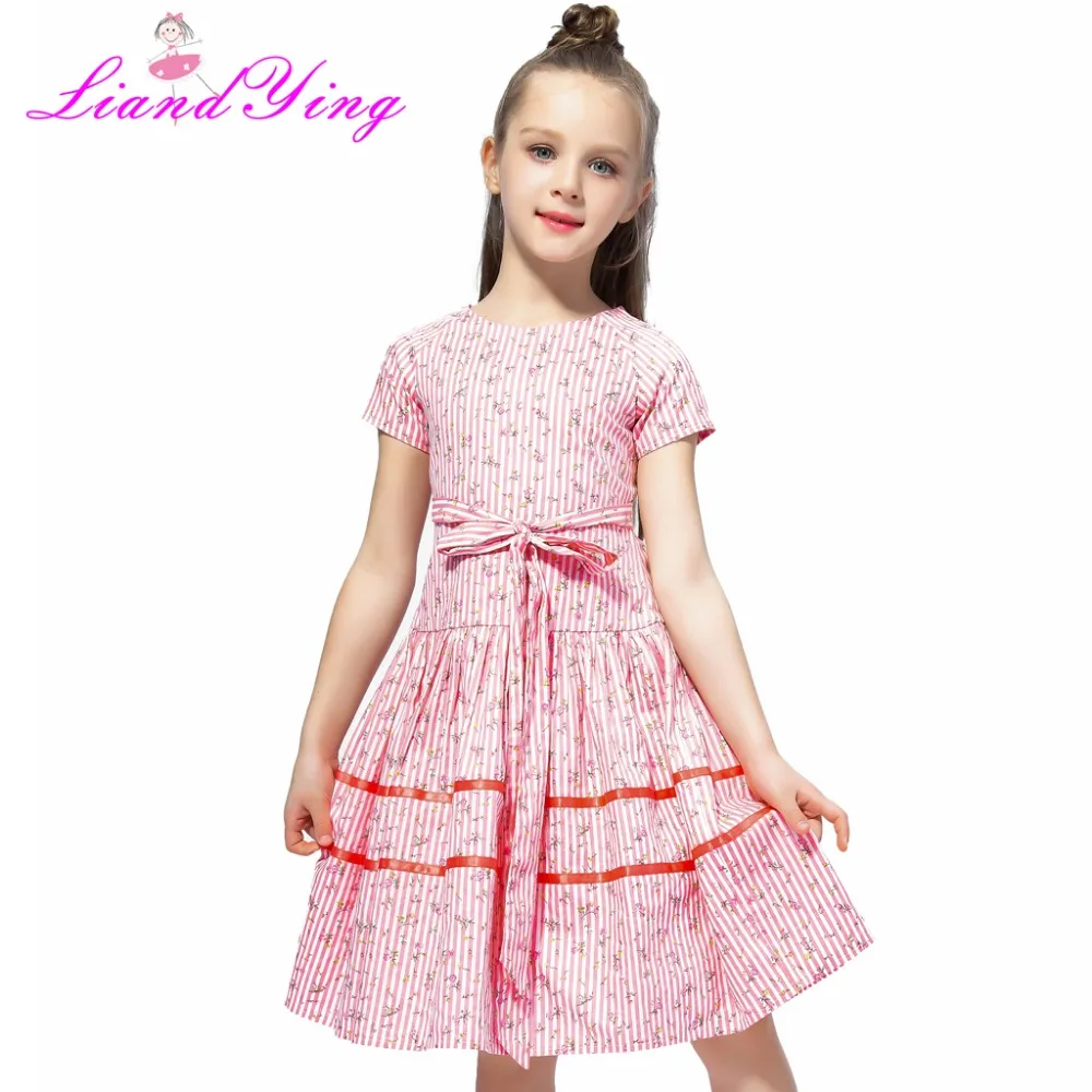 

2018 Girls Dress Summer Floral Print Teenagers Dresses for Girls Designer Formal Party Dress Kids Vestido 2-12Y