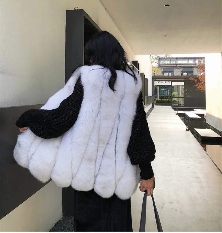 OFTBUY, весенне-осенняя Женская куртка, жилет из натурального меха, женская большая длинная парка из натурального Лисьего меха, пальто без рукавов, корейская мода, роскошная