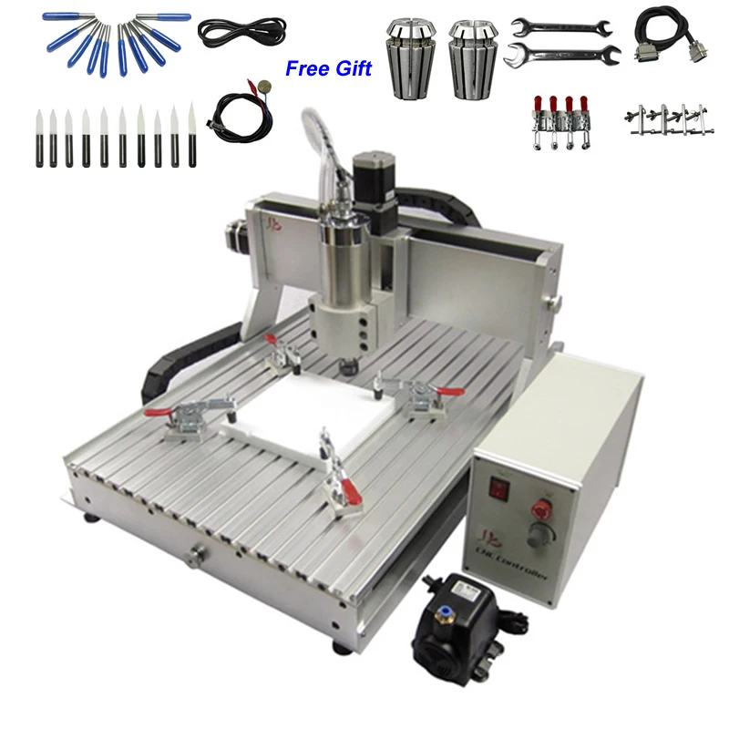

metal carving machine desktop CNC Router 6040 3 Axis 2.2KW VFD water cooled spindle