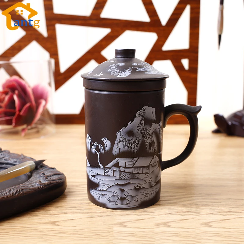 300 мл китайская чайная чашка исинь, фиолетовый глина Дракон и Феникс чайник с фильтром/заварки для кофе и чайных наборов