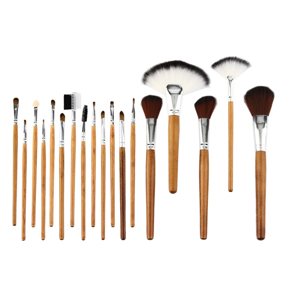

18 Pcs Folding Double Color Giraffe Lines Wooden Handle Makeup Brush Set Eyeshadow Blending Powder Foundation Cosmetic Tool
