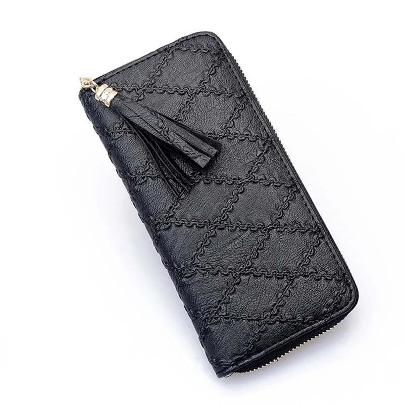 

New Wallet Lingge wallet Purse Long phone bag Clutch bag Coin Purse Zipper Frame bag women bag large capacity Tassel wallet