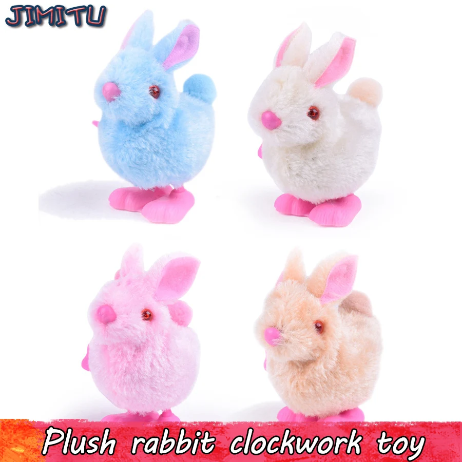 

1Pcs Cartoon Rabbit Wind Up Toys For Children Baby Gifts Lovely Clockwork Jumping Walking Plush Bunny Baby Toys Random Color