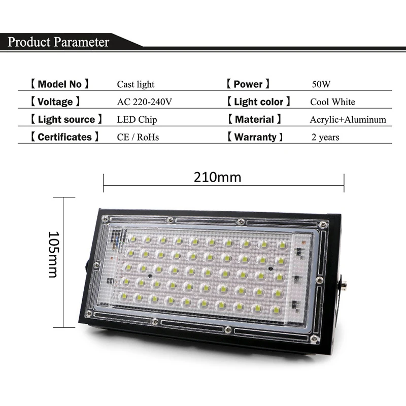 LED Flood Light 50W Led Floodlight LED street Lamp AC 220V-240V waterproof IP65 outdoor Lighting led spotlight