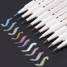 10 цветов металлический маркер ручка рисунок для черной бумаги для поделок, скрапбукинга мягкие ручки-щетки школьные маркеры канцелярские принадлежности