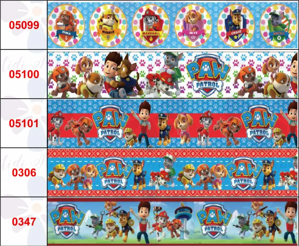 

16mm-75mm Colorful Paw Cute Dog Printed Grosgrain/Elastic Ribbon Geometric Pattern DIY Party Decor Hair Band Making 50yards/roll