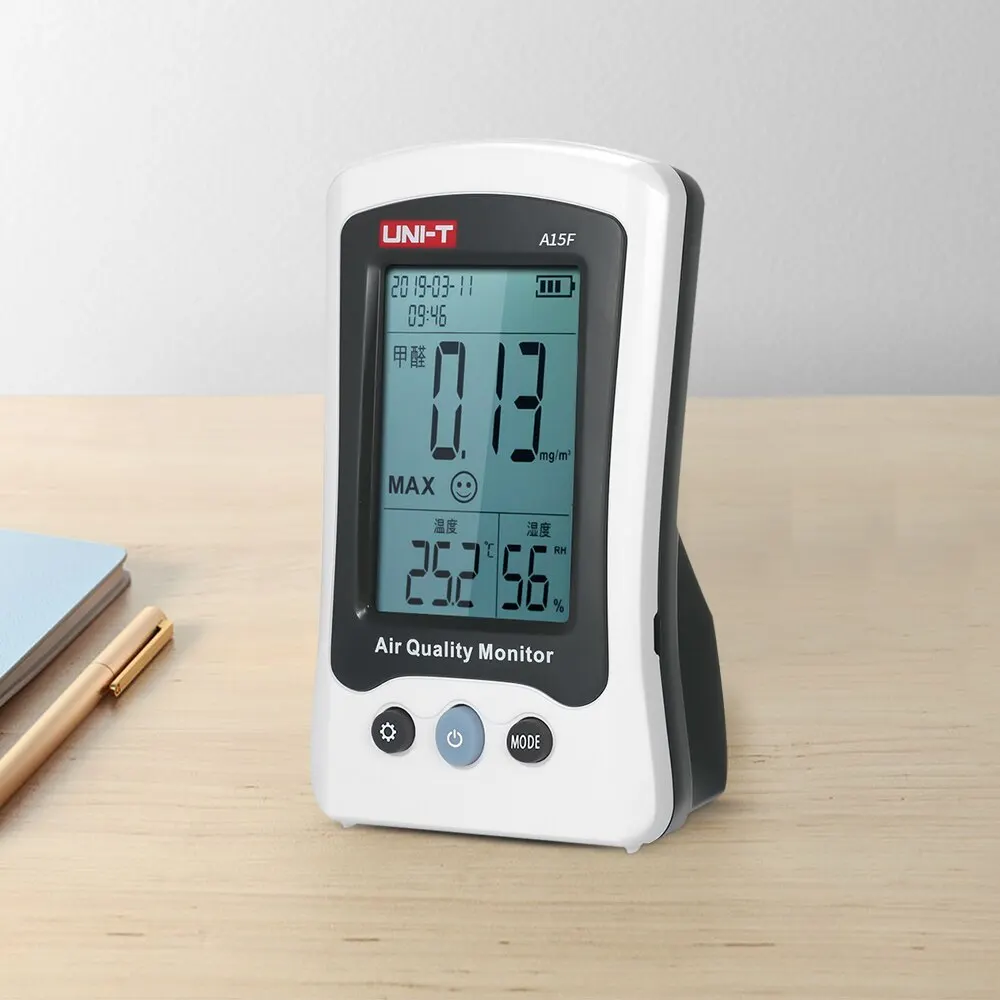 

5 In 1 Air Quality Monitor LCD Formaldehyde Tester Thermometer Humidity Meter Clock Calendar Rechargeable Hcho Detector