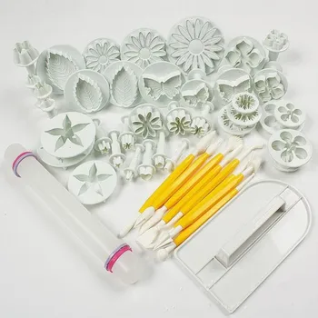

46pcs/set Plastic Fondant Cake Decorating Full Set Mold Flower Sugarcraft Plunger Cutter Tools Mold Cookies Modelling Tools