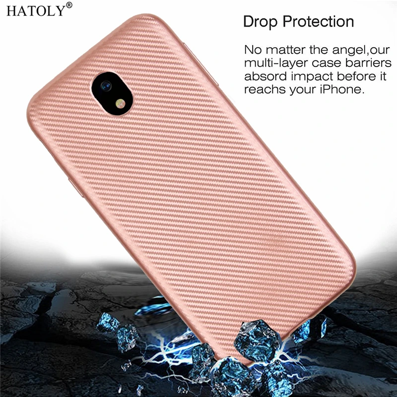 HATOLY для Fundas Samsung Galaxy J7 2017 чехол j730f ультра-тонкий мягкий ТПУ углеродное волокно