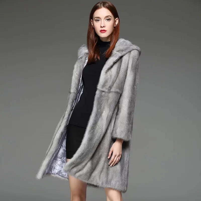 Femmes Importation Marque Qualité Luxe 078 Avec Veste Ceintures Tu144 Haute Fourrure Sapphire Long À Lady Élégant De 2017 Hiver Naturel Des Vison Manteau dtqII