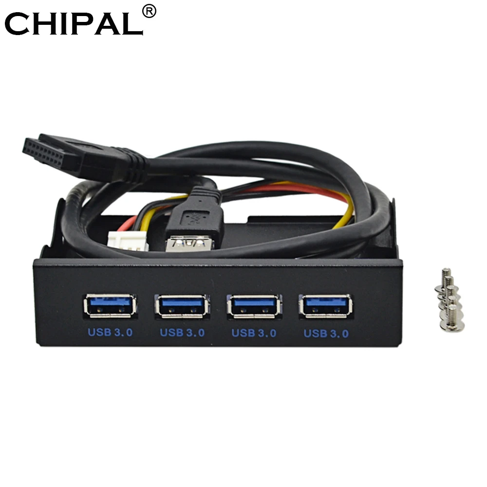 

CHIPAL Front Panel 4 Ports USB 3.0 USB3.0 HUB Adapter Bracket Combo with 15 Pin SATA Power Cable for PC 3.5" FDD Floppy Disk Bay