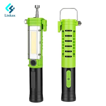 

Multifunction XPE + COB LED Flashlight With Hammer Cutting Knife Pick UP Tool LED Torch Lamp Magnetic Hanging Hook Work Light