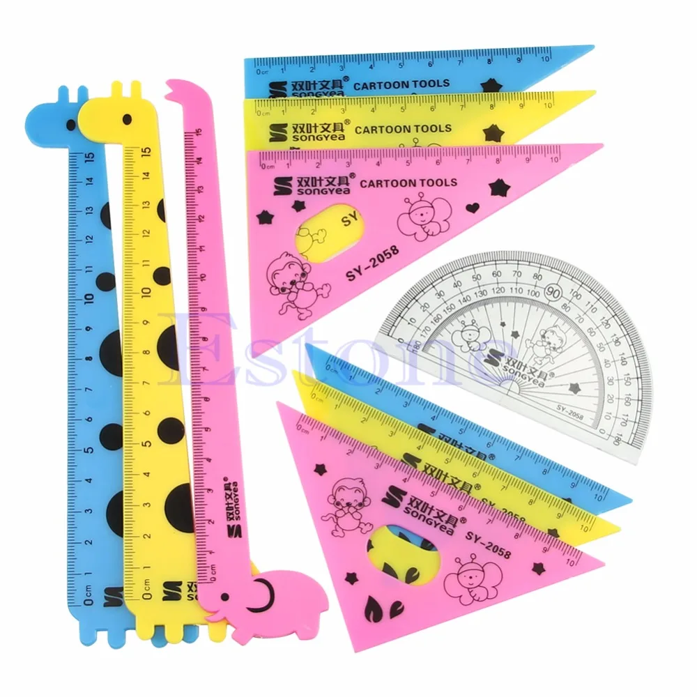 1 компл. новый милый мультфильм Жираф животного студентов правитель метр правитель Треугольники правитель