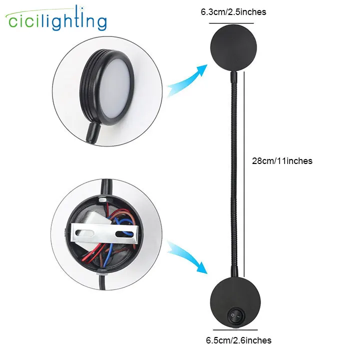 Черная штепсельная вилка проводной прикроватный светильник, минималистский светодиодный лампа для чтения в постели переключатель фон с имитацией изголовья стены поверхностного монтажа настенный светильник s для дома