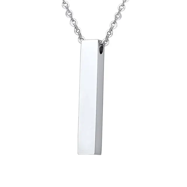 U7 Personalized Cuboid Bar Pendant Necklace Engraving Custom Unisex 316L Stainless Steel Gold 