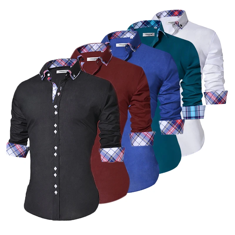 2018 Men's Casual Shirt Slim Fit Men's Casual Button Down Shirt Long Sleeve Formal Dress Shirts Men Male Clothing Camisa 
