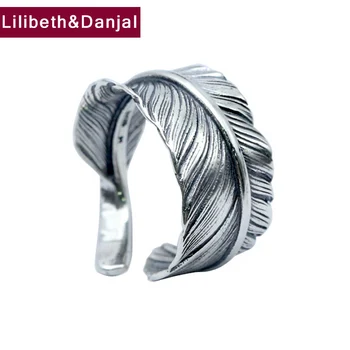 

Women Men Opening Ring 100% Real 925 Sterling Silver Jewelry Feather Adjustable Ring Fine Jewelry 2018 Valentine's Day 2018 R77