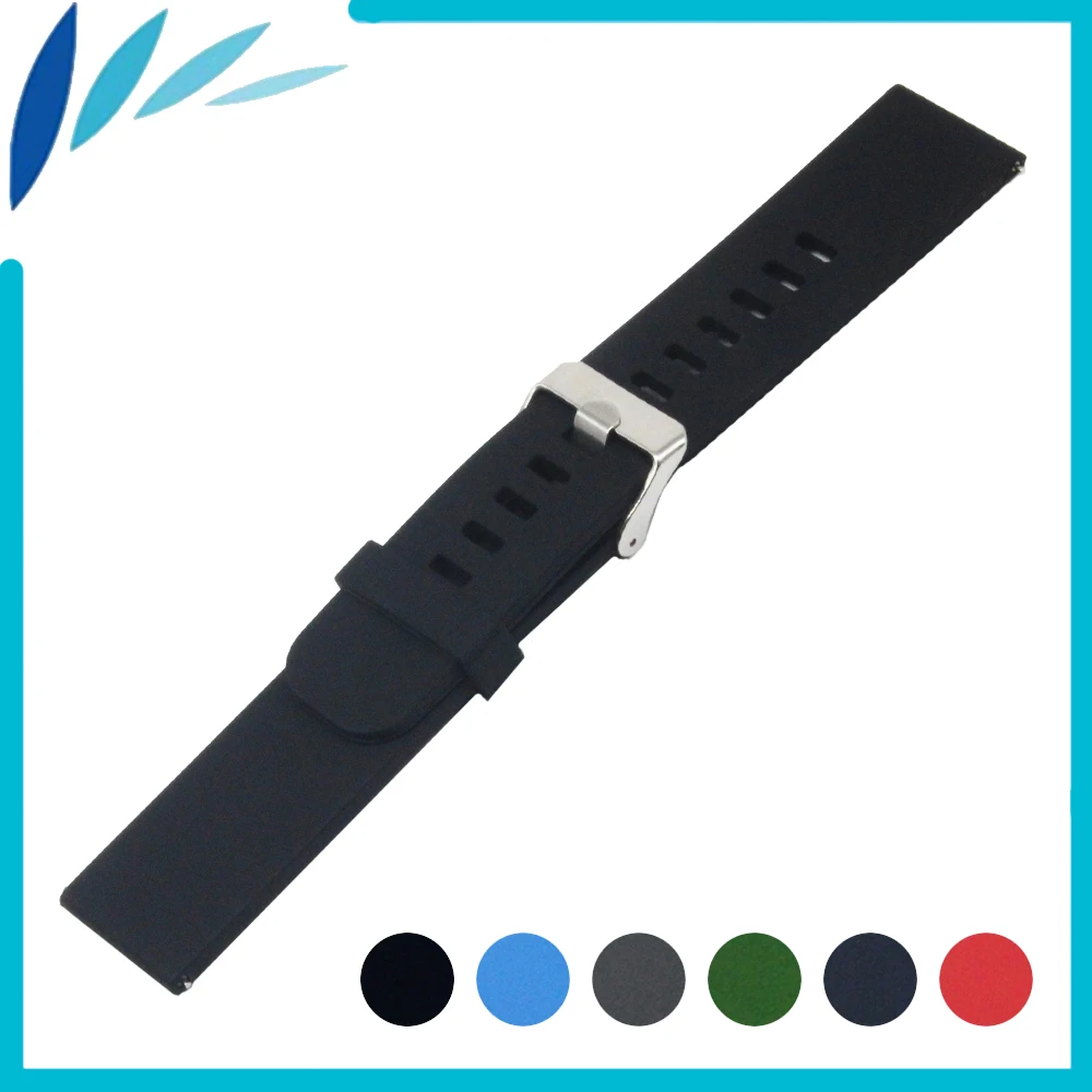 Silicone Rubber Watch Band 20mm 22mm for Pebble Time Round Steel Bradley Timepiece Quick Release Strap