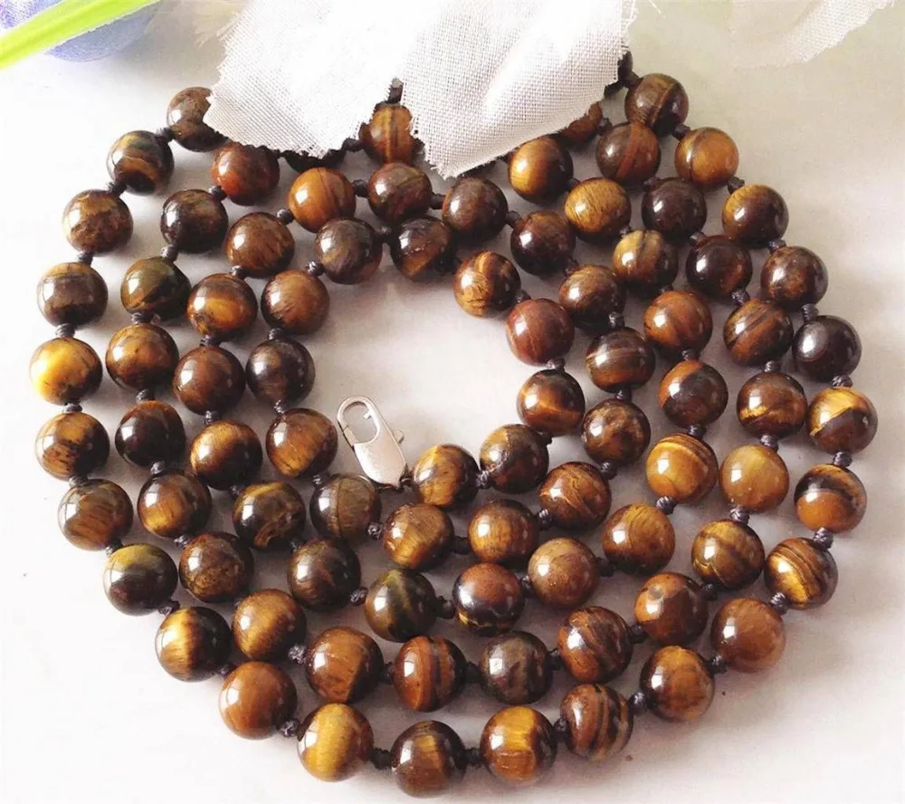 

FREE shipping>>>>>Natural 8mm African Tiger Eye Beads Necklace 32 "UHE4102