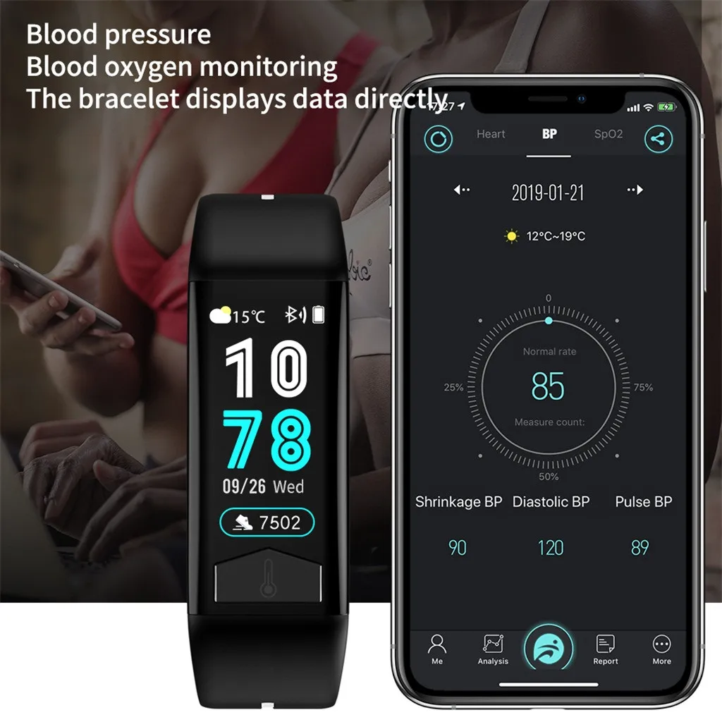 Часы Смарт Браслет часы пульсометр кровяное давление фитнес-трекер smartwatch женские дропшиппинг